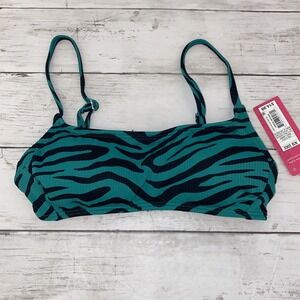 Xhilaration Bikini Top Womens XS Green Black Tiger Zebra Swim Bra Padded NEW XS